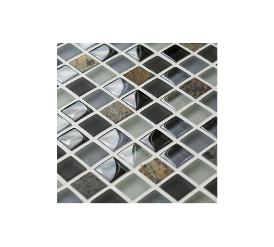 Cobblestone Glass and Stone Mosaic Tiles